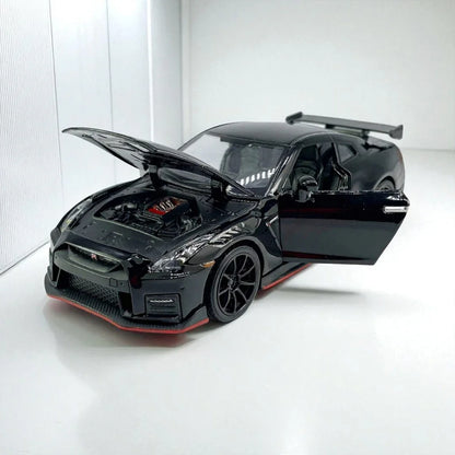 RMZ Hobby 1:32 Nissan GT-R Nismo R35 Die-Cast Model Car – Black with Openable Doors, Light & Sound (664981) - Jaiman Toys