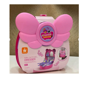 Mini Fashion Dresser Suitcase for Kids with Sound | Makeup & Beauty Play Set (Pink)