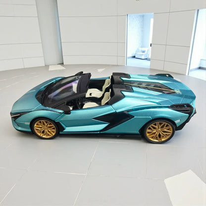 RW 1:32 Lamborghini Sian Roadster Diecast Metal Car Model – Blue, Opening Doors, Collectible Toy Car
