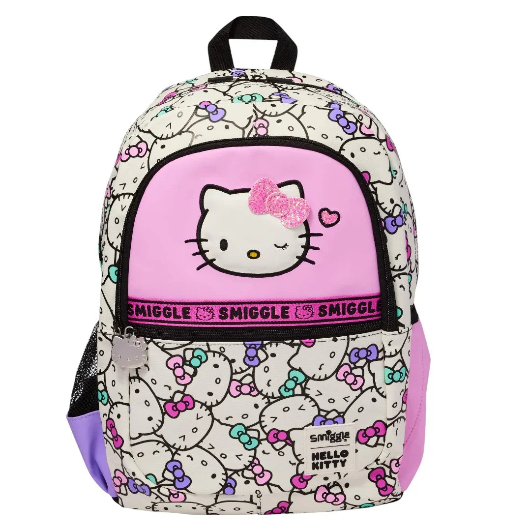 Smiggle 15-Inch Premium Hello Kitty Backpack – School Bag for Girls with Padded Straps