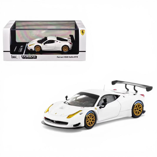 Tarmac Works ROAD64 1:64 Ferrari 458 Italia GT3 White Diecast Model Car (T64R-074-WH) – Premium Collectible Racing Model