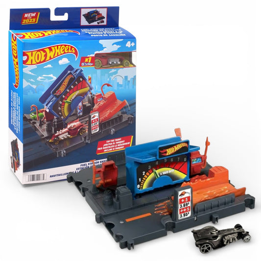 Hot Wheels Fuel Station Shift Playset with 1 Diecast Car – Interactive RPM Gauge Track Set (4+ Years)