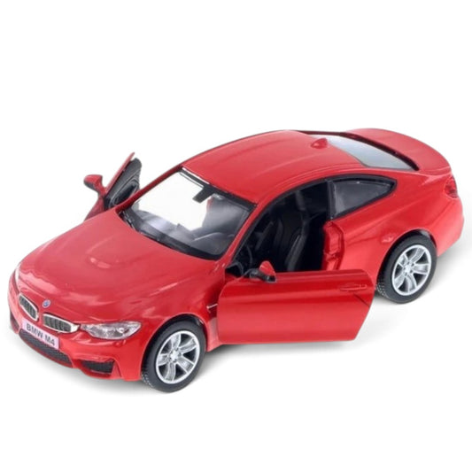 RMZ City BMW M4 1:32 Scale Die-Cast Model Car – Metallic Olive Gold & Red Colour Variants, Collectible with Opening Doors & Pull-Back Action