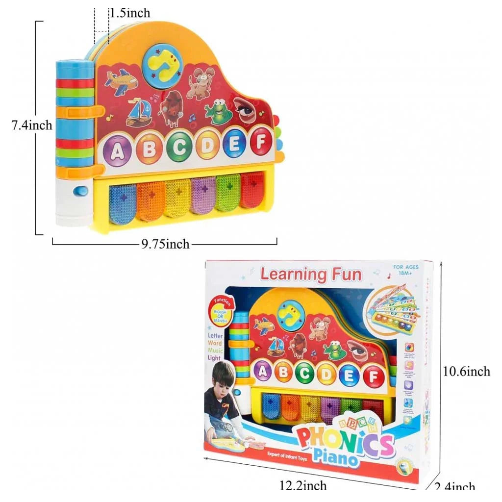 Phonics Piano for Kids – Infant Learning Toy with Lights, Music, and ABC Keys | Musical Instrument Gift for Toddlers Ages 18+ Months - Jaiman Toys