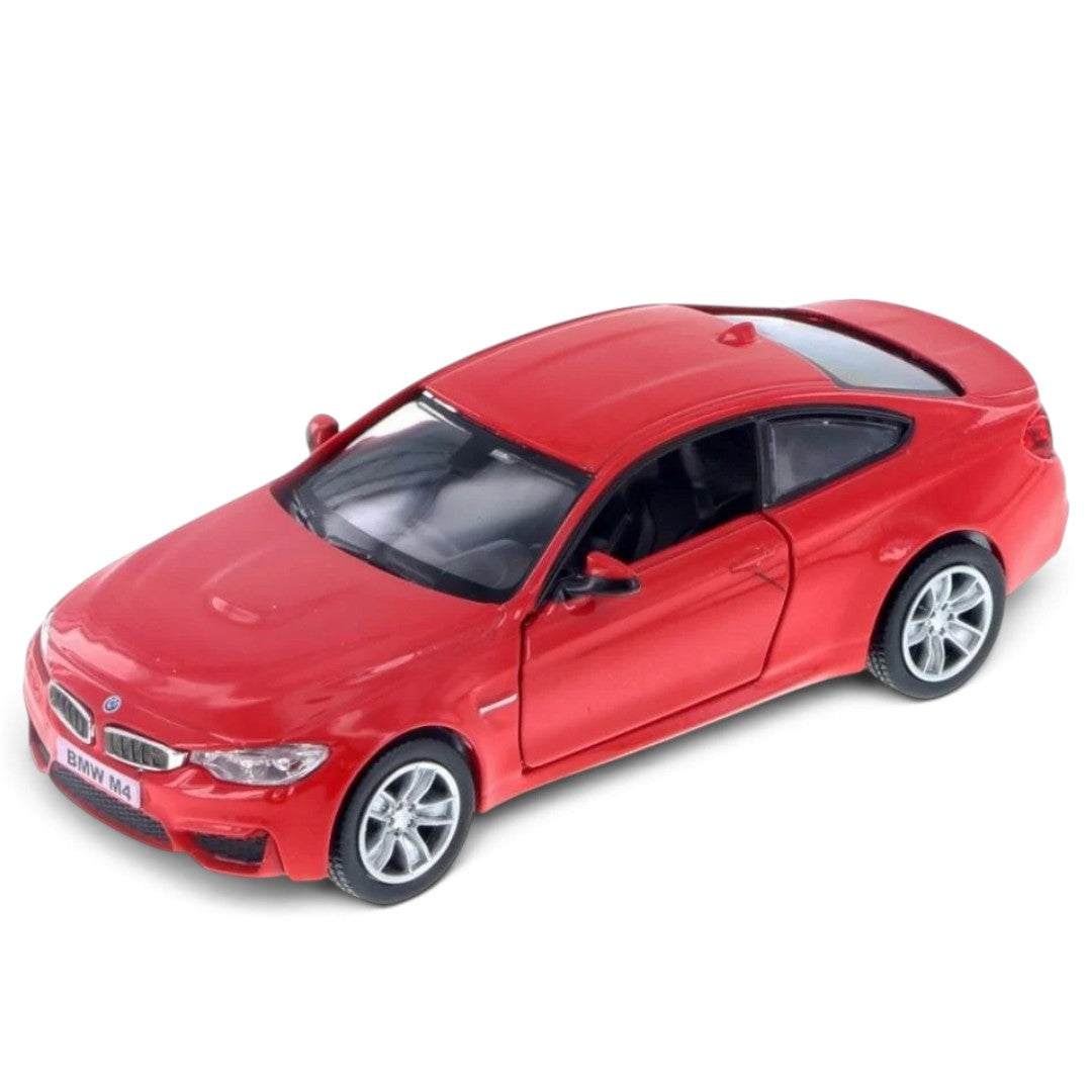 RMZ City BMW M4 1:32 Scale Die-Cast Model Car – Metallic Olive Gold & Red Colour Variants, Collectible with Opening Doors & Pull-Back Action