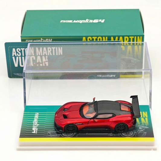 Fine Works64 1:64 Aston Martin Vulcan Red Die-Cast Model Car | Premium Hypercar Collectible