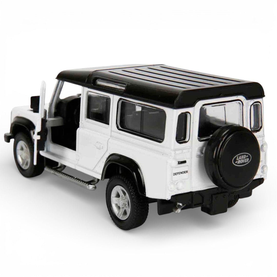 RMZ City 1:36 Land Rover Defender Diecast Car Model – White | Openable Doors, Sound & Light