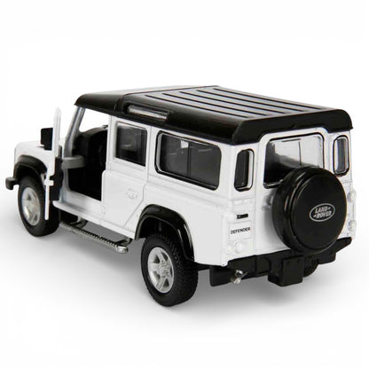 RMZ City 1:36 Land Rover Defender Diecast Car Model – White | Openable Doors, Sound & Light