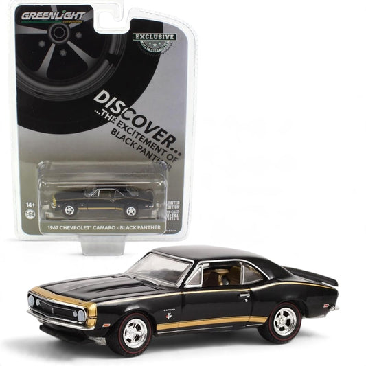 GreenLight 1967 Chevy Camaro Black Panther 1:64 Diecast Car – Hobby Exclusive