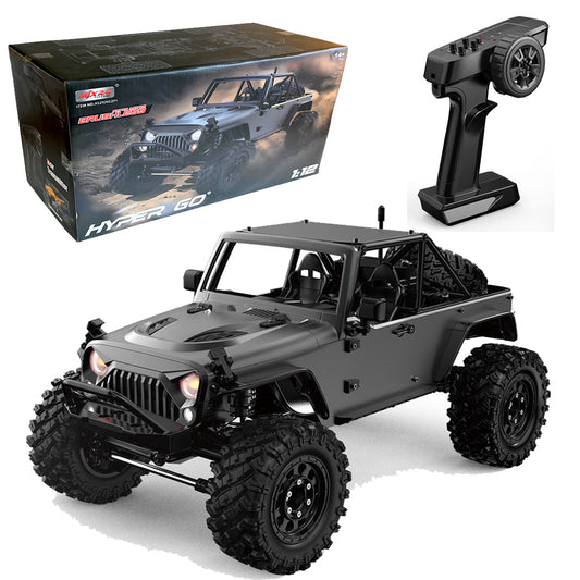 MJX Hyper Go H12Y Brushless 1:12 4WD RC Crawler Truck | LED Lights | 2.4GHz RTR Off-Road Vehicle (Grey)