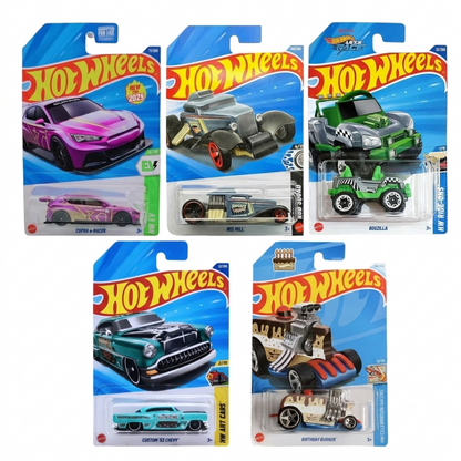 Hot Wheels 1:64 Scale 5-Car Die-Cast Set | CUPRA e-Racer HYW15, Bogzilla HYW75, Birthday Burner, Mid Mill JJJ93 & ’53 Chevy