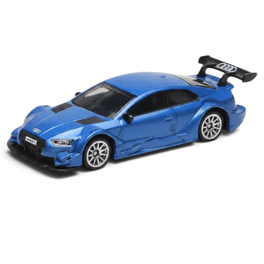 CCA 1:64 Audi RS5 Racing S05-02 Blue Die-Cast Model Car | Premium Racing Coupe Collectible with Rear Wing, Silver Wheels