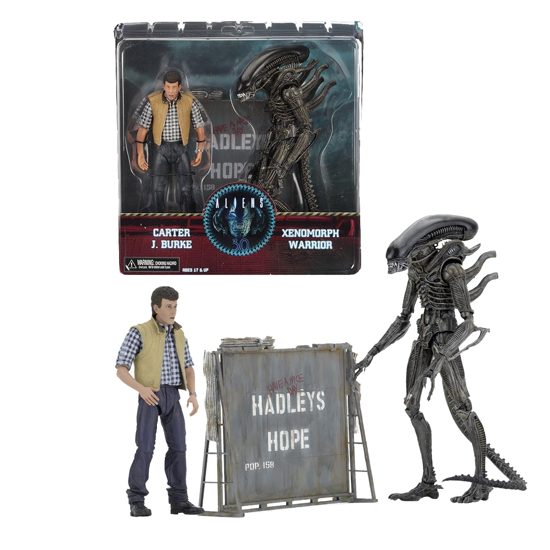 NECA - ALIENS! CARTTER J. BRUKE &amp; XENOMORPH WARRIOR - NECA Exclusive Action Figures Age 17+