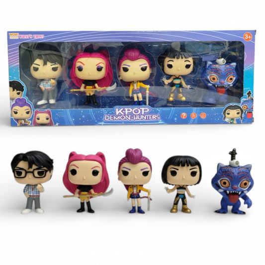K-Pop Demon Hunters Doll Set – 5 Mini Action Figures Fantasy Collectible Toy Set for Kids (3+ Years)