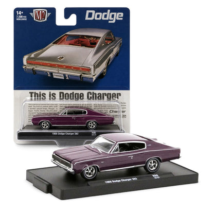 M2 Machines 1:64 1966 Dodge Charger 383 Die-Cast Model Car | R90 23-27 Classic American Muscle Car Collectible