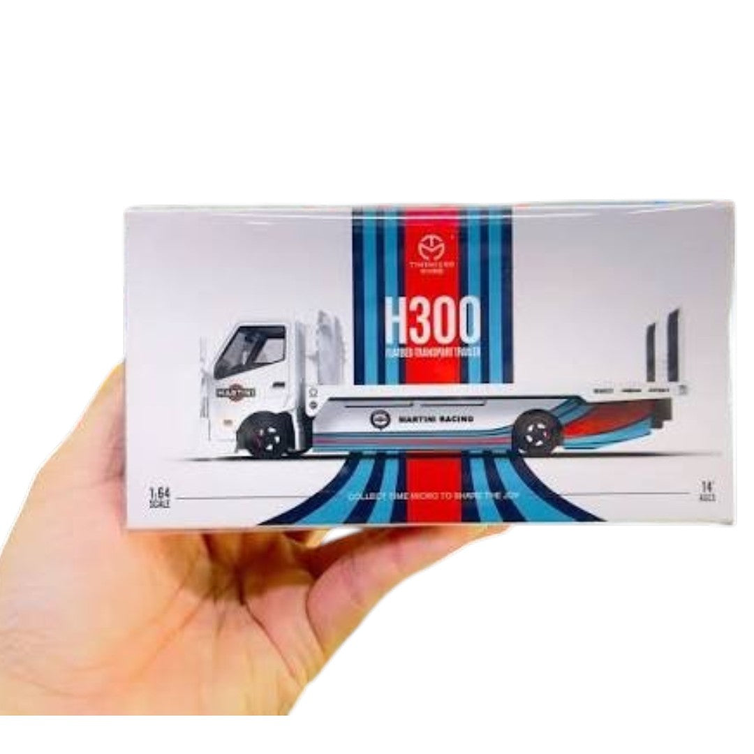 Time Micro 1:64 H300 Flatbed Transport Trailer – Martini Racing Livery | Premium Diecast Car Carrier