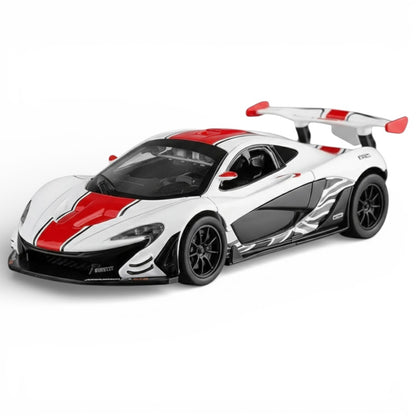 MSZ 1:40 McLaren P1 GTR Die-Cast Model Car – White | Pull Back, Openable Doors (67362)