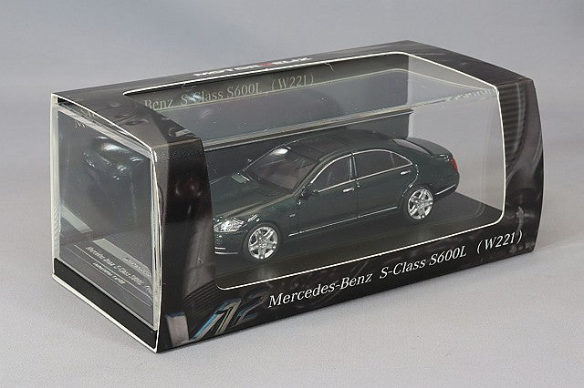 MOTORHELIX Mercedes-Benz S-Class S600L (W221) 1:64 Scale Diecast Model Car | Luxury Sedan Replica with Display Case- Dark Green