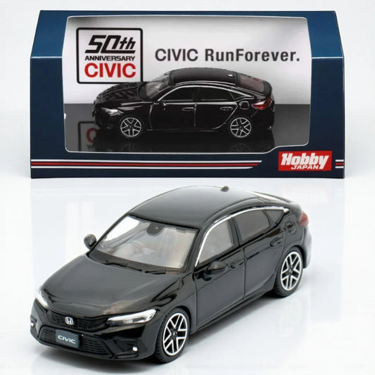 Hobby Japan 1:64 HJ641046 Honda Civic 50 Anniversary Run Forever FL1 LX Black Pearl Diecast Scale Model Car