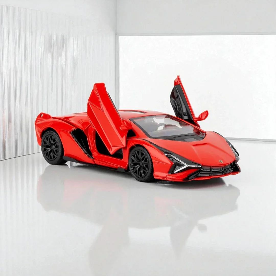 RMZ Hobby 1:32 Lamborghini Sian SKP 37 Die-Cast Model Car – Red with Openable Doors, Light & Sound (664986) - Jaiman Toys