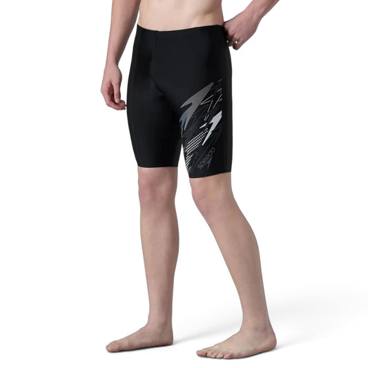 Speedo Medley Jammer Men’s Swimwear – Black / Grey Lead | Chlorine Resistant Swimming Jammer with UPF 40+ & Drawstring Waist