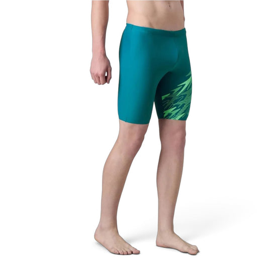 Speedo Medley Jammer Men’s Swimwear – Nordic Teal / Alfalfa Green | Chlorine Resistant Swimming Jammer with UPF 40+ & Drawstring Waist
