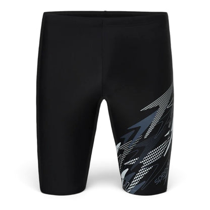 Speedo Medley Jammer Men’s Swimwear – Black / Grey Lead | Chlorine Resistant Swimming Jammer with UPF 40+ & Drawstring Waist