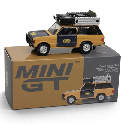 MINI GT 1:64 Range Rover 1981 Camel Trophy Sumatra Diecast SUV – H. Fischer & W. Bays, Expedition Collectible Model