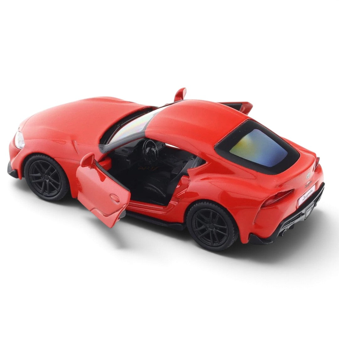 RMZ City 1:32 Scale 2020 Toyota GR Supra Die-Cast Sports Car Model – Grey, Red & Yellow | Collectible Miniature with Opening Doors | 3 Colour Variants