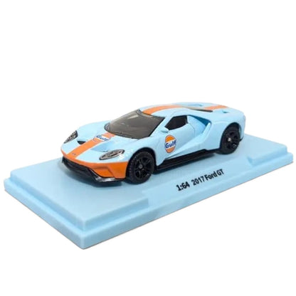 CCA 1:64 2017 Ford GT Gulf Die-Cast Model Car | Light Blue & Orange Racing Livery Collectible