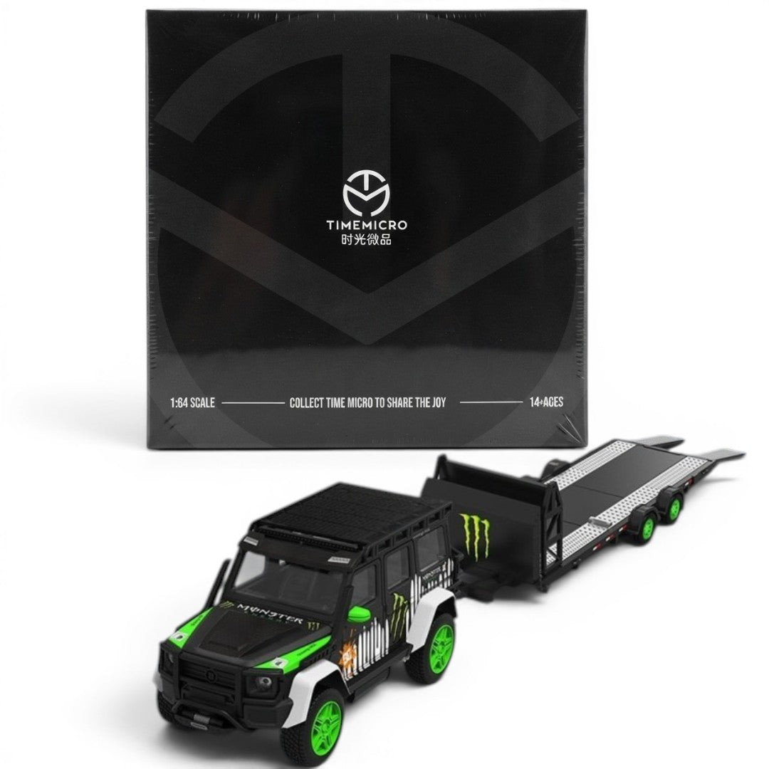 Time Micro 1:64 G550 Devil’s Claw Trailer Edition Diecast Model Car with Car Carrier Trailer
