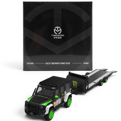 Time Micro 1:64 G550 Devil’s Claw Trailer Edition Diecast Model Car with Car Carrier Trailer