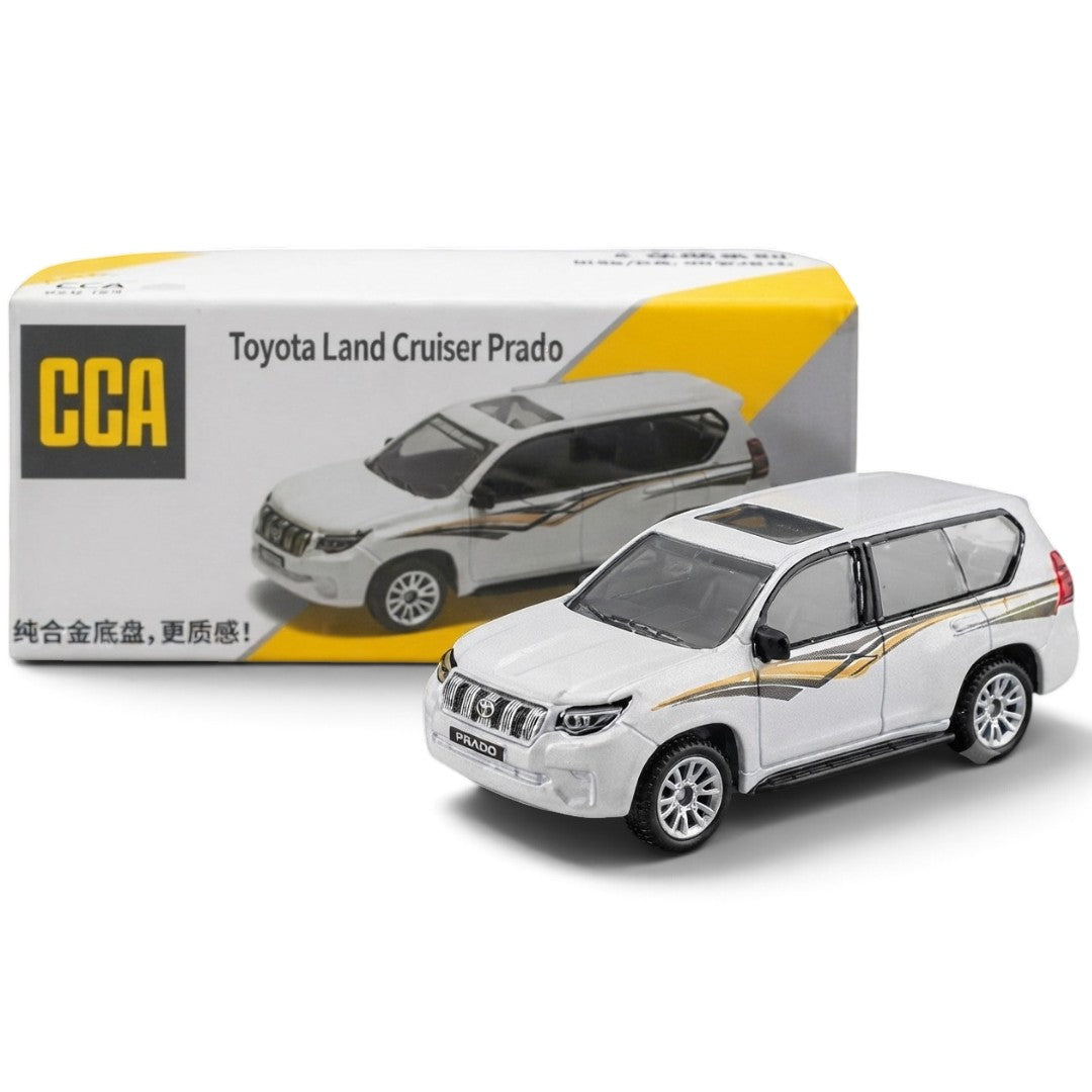 CCA 1:64 Toyota Land Cruiser Prado V01-02 Die-Cast Model Car | White Luxury SUV with Detailed Interior, Sunroof & Alloy-Style Wheels | Premium Collectible Miniature