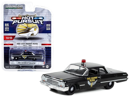 1963 Chevrolet Biscayne Black "Ohio State Highway Patrol" "Hot Pursuit" Series 43  Diecast Model Car by Greenlight