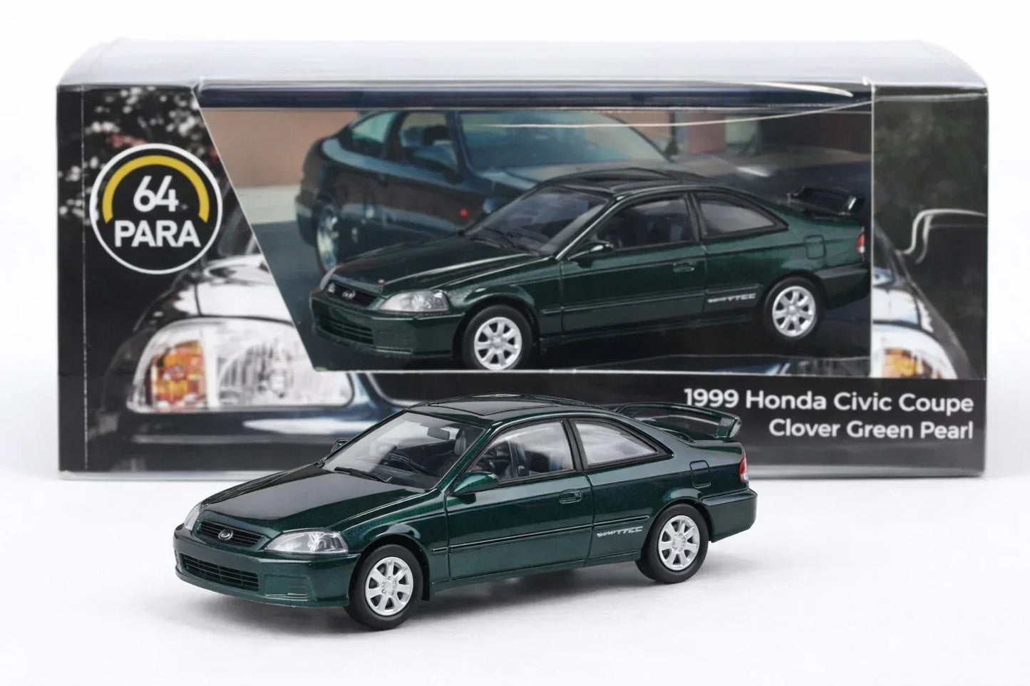 PARA64 1:64 Honda Civic Coupe 1999 Clover Green Pearl Diecast Model Car – JDM Classic Collectible