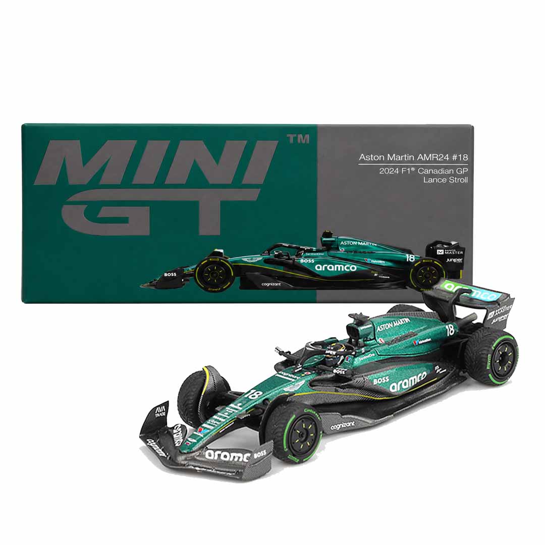 MINI GT 1:64 Aston Martin AMR24 #18 Lance Stroll 2024 Canadian GP Formula One Die-Cast Model Car