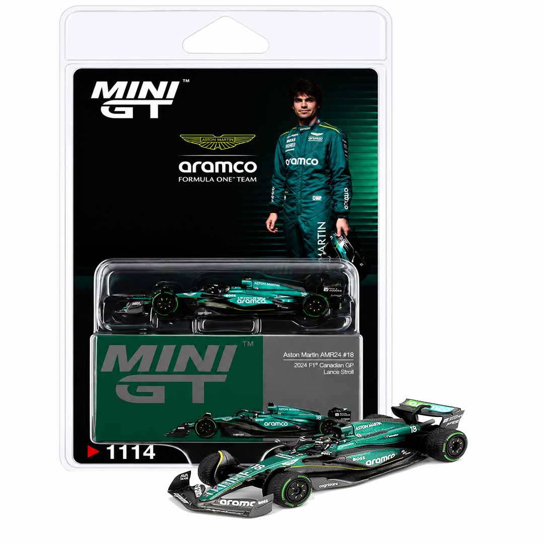 MINI GT 1:64 (Blister Pack) Aston Martin AMR24 #18 Lance Stroll 2024 Canadian GP Formula One Die-Cast Model Car #1114