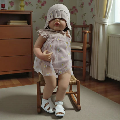 Lifelike Reborn Baby Girl Doll – Toddler with Realistic Sound & Brown Hair