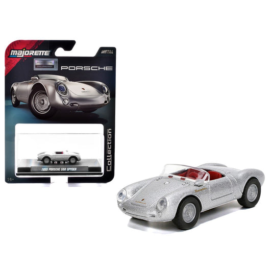 Majorette Collector Edition – 1955 Porsche 550 Spyder Silver Metallic | 1:64 Diecast Model Car