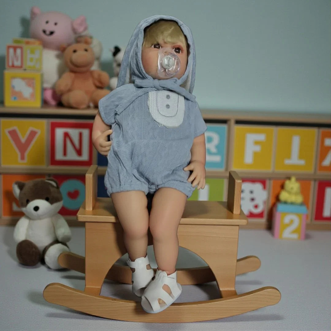 Lifelike Reborn Baby Girl Doll – Toddler with Realistic Sound & Brown Hair And  Light Grey outfit