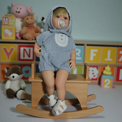 Lifelike Reborn Baby Girl Doll – Toddler with Realistic Sound & Brown Hair And  Light Grey outfit