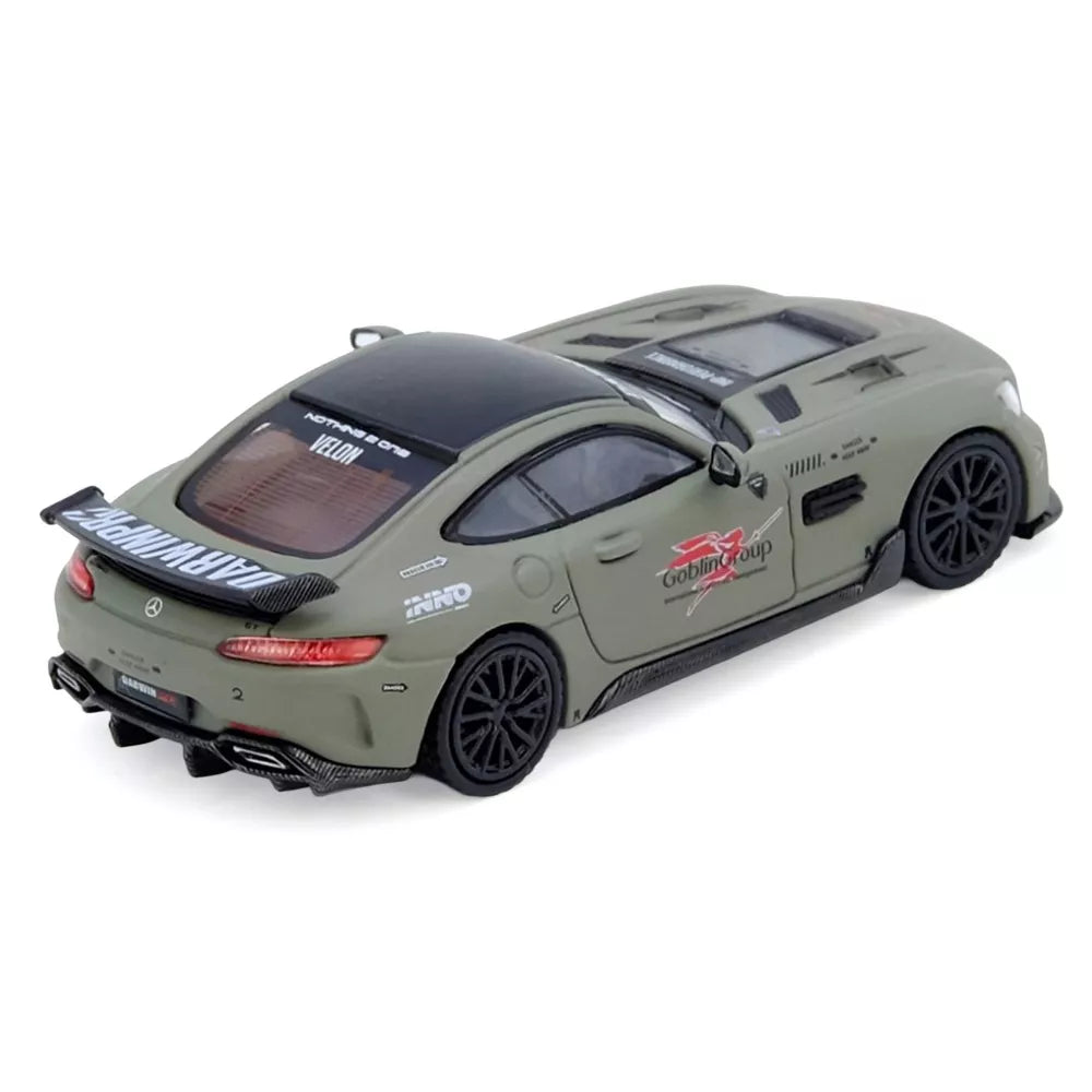 INNO64 DarwinPRO IMP Performance Mercedes-AMG GT 1:64 Scale Die-Cast Model Car | Premium Metal Widebody Collector Replica with Detailed Interior, Realistic Wheels, Acrylic Display Case & Collector Box | Military Green