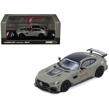 INNO64 DarwinPRO IMP Performance Mercedes-AMG GT 1:64 Scale Die-Cast Model Car | Premium Metal Widebody Collector Replica with Detailed Interior, Realistic Wheels, Acrylic Display Case & Collector Box | Military Green