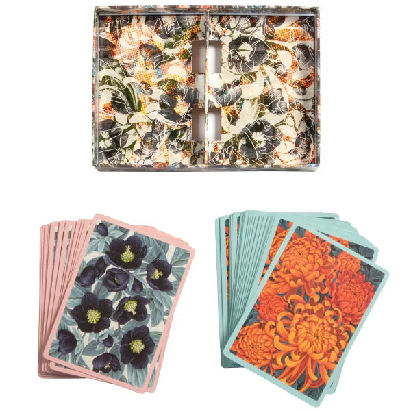 EeBoo Autumn Abundance Playing Cards – 2 Floral Gilded Decks