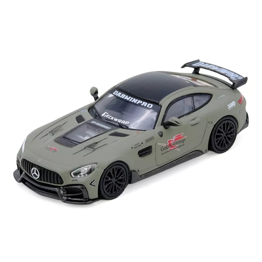 INNO64 DarwinPRO IMP Performance Mercedes-AMG GT 1:64 Scale Die-Cast Model Car | Premium Metal Widebody Collector Replica with Detailed Interior, Realistic Wheels, Acrylic Display Case & Collector Box | Military Green