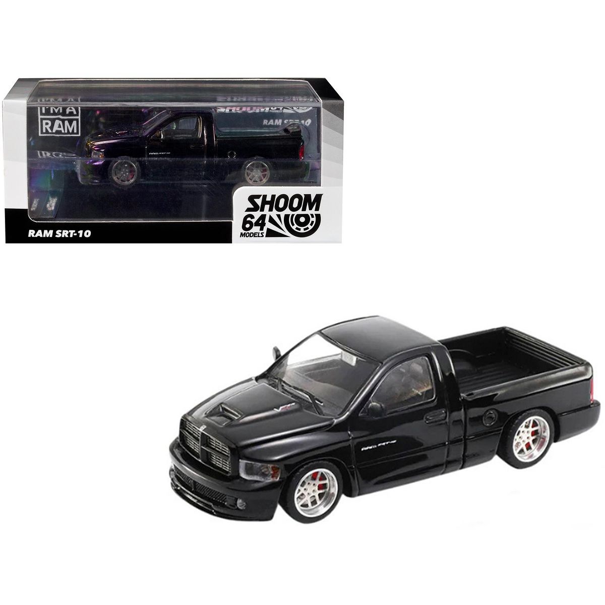 GCD Shoom64 Models 1:64 Dodge Ram SRT-10 Pickup Truck Diecast Model Car | White & Black Colour Variants