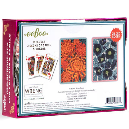 EeBoo Autumn Abundance Playing Cards – 2 Floral Gilded Decks