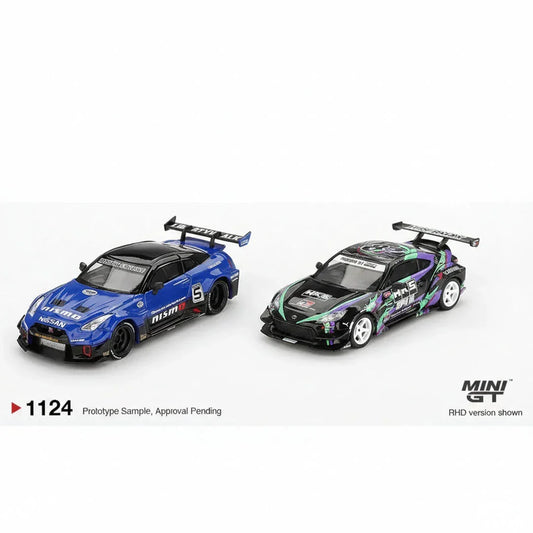 Mini GT 1:64 LB-Silhouette WORKS GT Nissan 35GT-RR Ver.2 Blue – Liberty Walk Widebody+ Toyota GR86 HKS TYPE R 2022 Tokyo Auto Salon RHD Diecast Model
