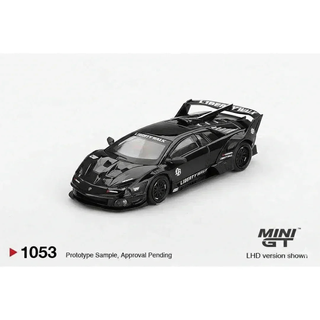 Mini GT 1:64  Roxy Porsche 911 GT3 R #77 AO Racing IMSA + Lamborghini Murcielago GT Evo Black Diecast Scale Model Car
