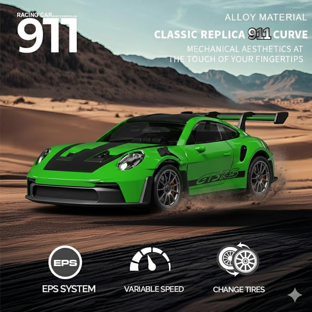 Hstar 1:43 RC Drift Car  2.4GHz 4WD Alloy 20 km/h High-Speed RC Racing Car with Gyro -(Green)